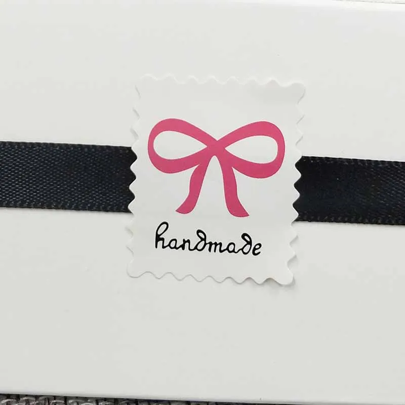 Самоклеящаяся наклейка для этикеток ручная работа красная с сердечком печать