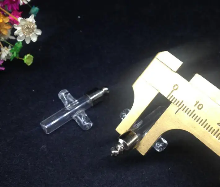 100pcs 36.5*20.5*6mm wholesale SCREW CAP cross glass vial pendant wish bottle perfume essential oil name on rice | Дом и сад