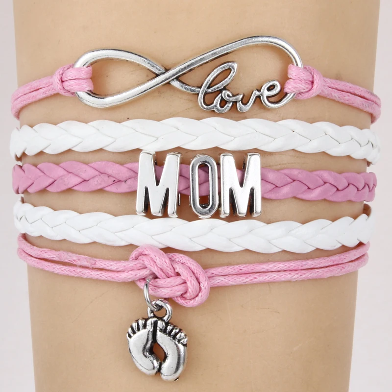 (10 шт./лот) Бесконечная любовь мамы и бабушки браслеты сердце Шарм ручной работы