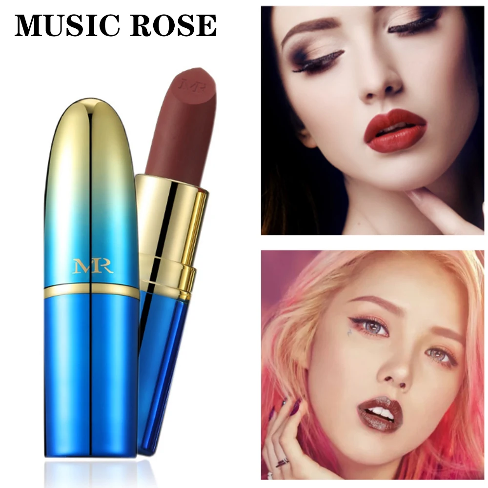 Музыка Роза бренд матовая помада макияж роскошный синий золотой 24 цвета