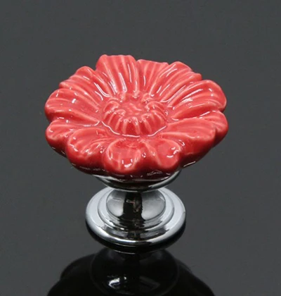 Chrysanthemum Ceramics Knobs Furniture Drawer Wardrobe Handle Kitchen Cabinets Cupboard Dresser Children's Room Pull Door |