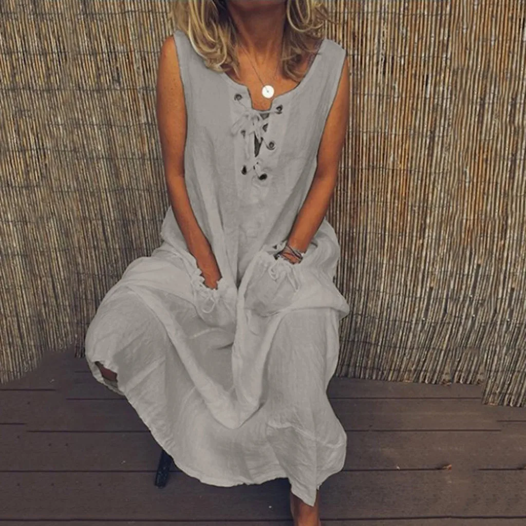 Свободные богемные без рукавов повседневные женские плотные в повседневном