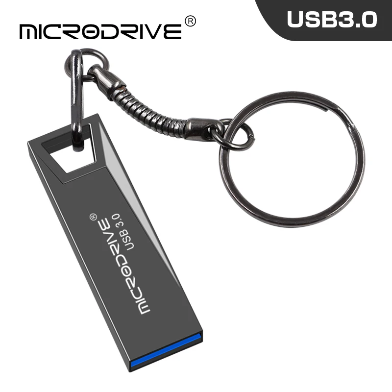 Черный Высокая скорость USB 3,0 Металлический флеш-накопитель 16 ГБ 32 ГБ 64 ГБ 128 ГБ флеш-накопитель водонепроницаемый usb накопитель мини-карта памяти с кольцом для ключей - Цвет: Черный