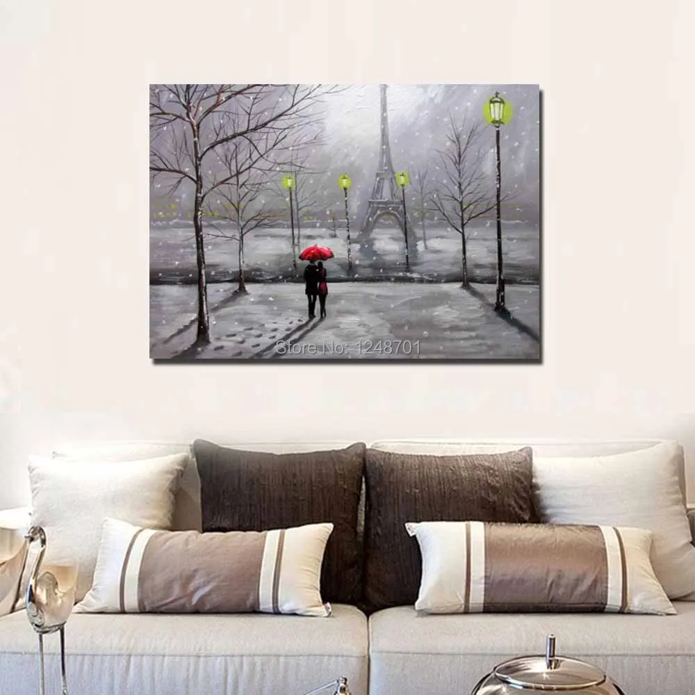 

Hand Painted Abstract Snowy Lanscape Canvas Oil Painting Abstract Snowy Scenery Wall Art Picture Living Room Home Wall Art Decor