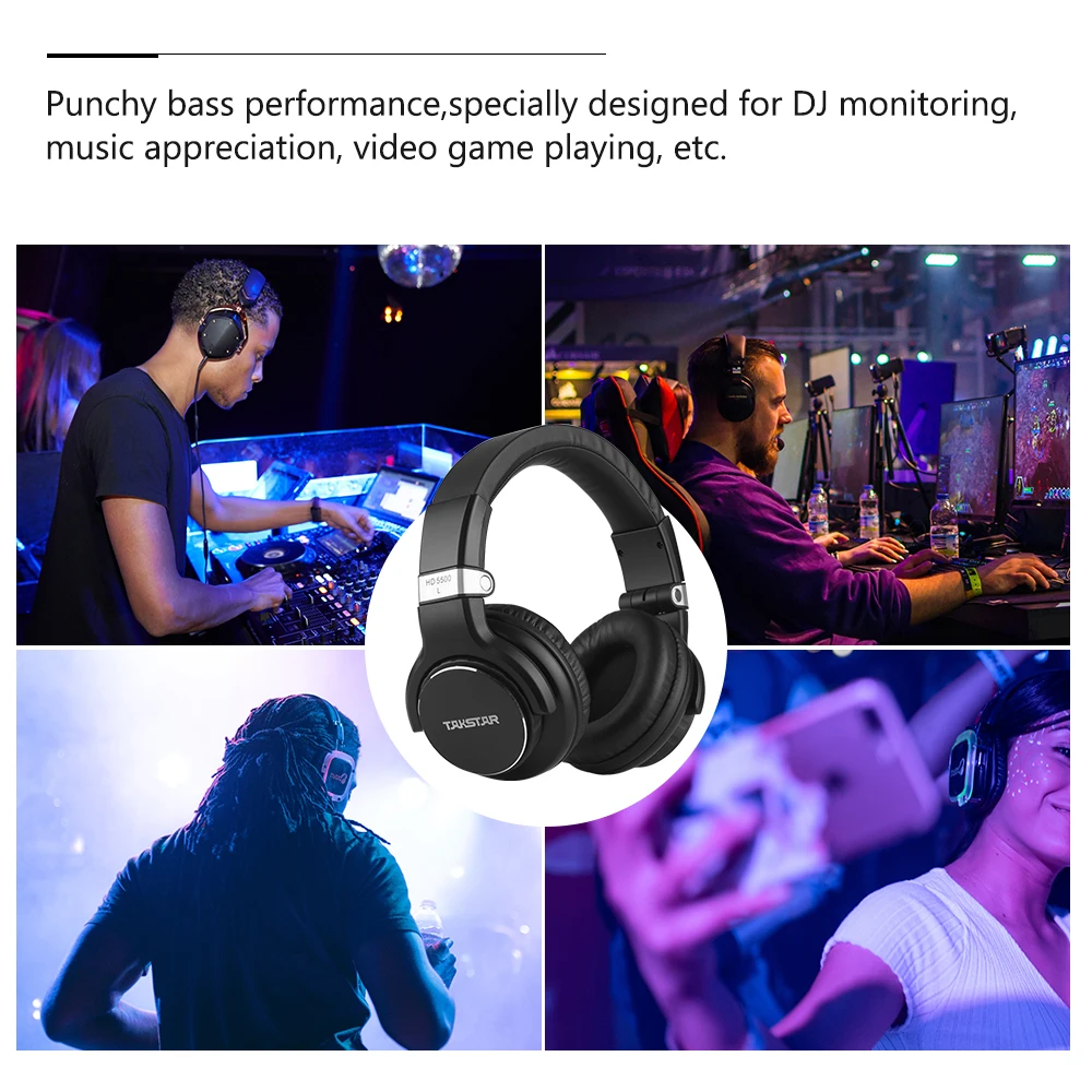 TAKSTAR HD 5500 Накладные Наушники Профессиональные студийные DJ наушники с шумоподавлением Проводная гарнитура для прослушивания музыки