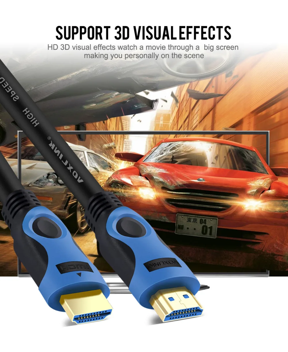 Voxlink 1 м OD5.5MM 2160 P Кабель HDMI 2.0 V2.0 1080 3D HDTV с Ethernet 24 К позолоченные 4 x 2 для dvd плееры