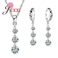 classic 925 sterling silver chain cubic zirconia long tassel necklace earrings brincos women jewelry set accessories