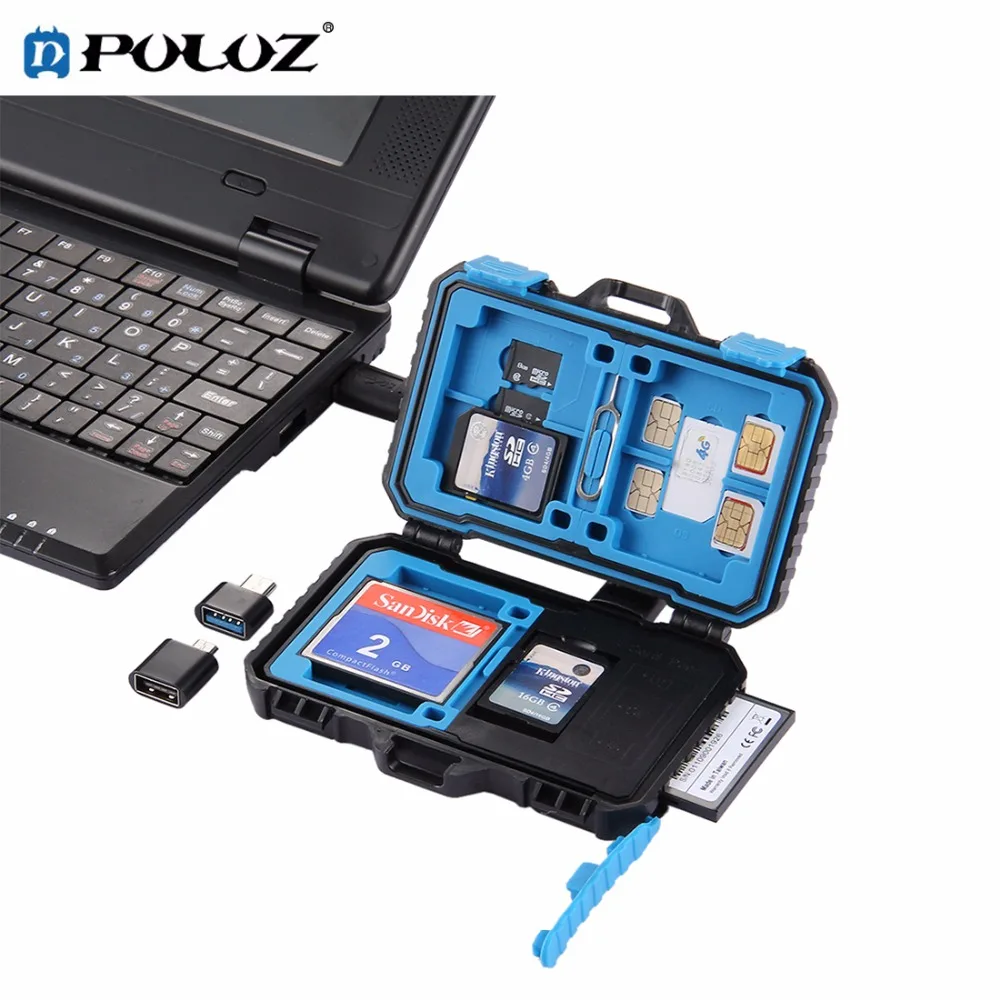 PULUZ PU5004 считыватель карт памяти USB 3 0 SD CF TF ридер с OTG Fuction и 21 слота водостойкий sim
