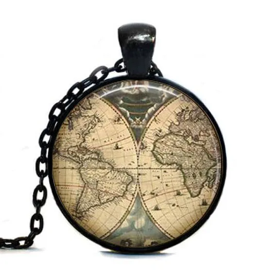 Ожерелье с изображением старой карты мира ожерелье подвеска для экспедиции