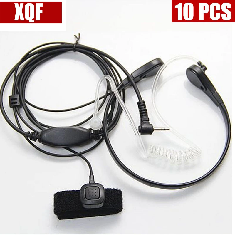 10PCS Throat Mic Microphone Covert Acoustic Tube Bodyguard Earpiece Headset With Finger PTT for Motorola Talkabout Cobra Radio