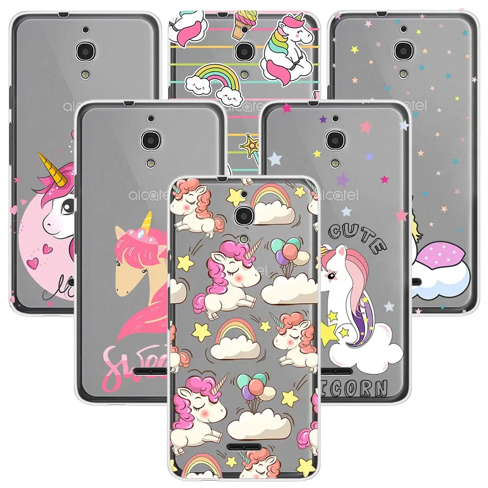 Unicorn Phone Case For Alcatel Idol 5S A2 A3 A7 XL A5 LED PIXI 4 (4 5 6) 3G 4G U5 HD Cute Rainbow Horse Transparent cover |