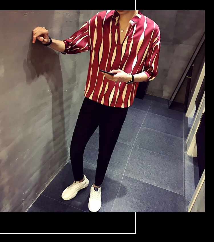 Полосатый пуловер, мужская рубашка herren hemd camisa masculina, мужская рубашка, корейская мода, Стильная дизайнерская мужская рубашка