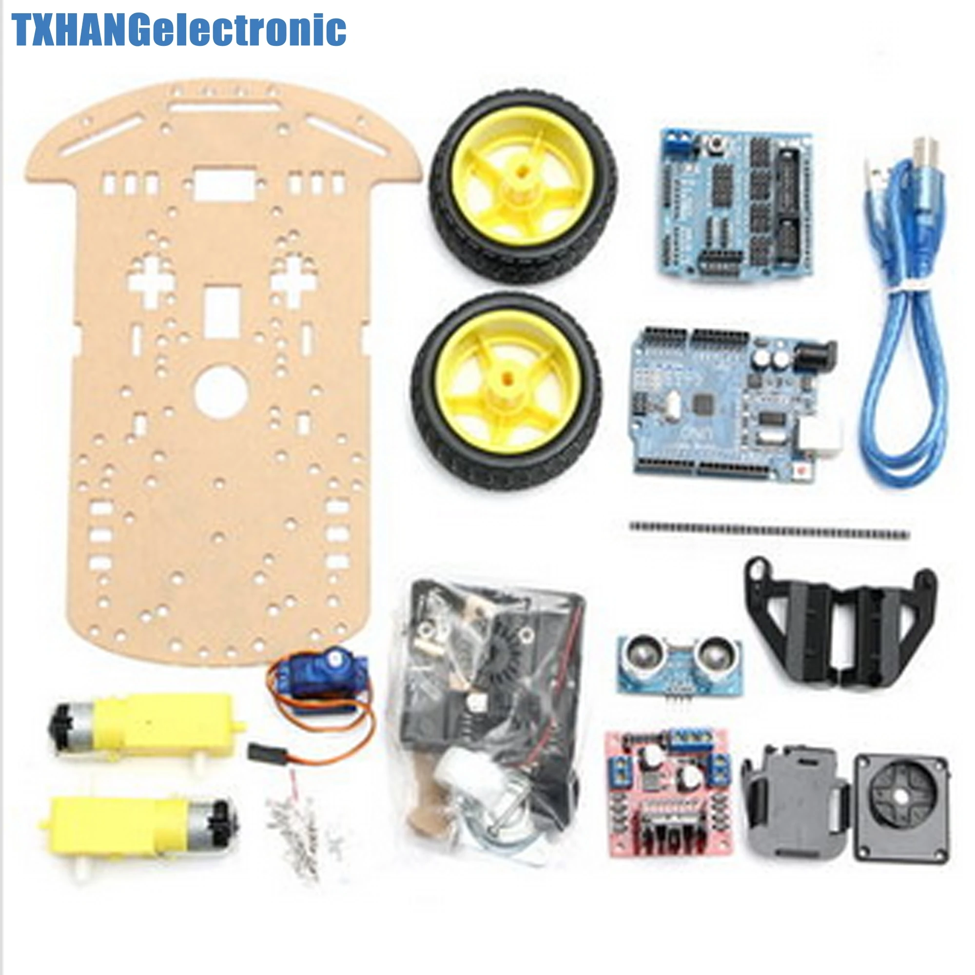 Smart Car Tracking Motor Robot Chassis Kit 2WD Ultrasonic MCU | Электронные компоненты и принадлежности