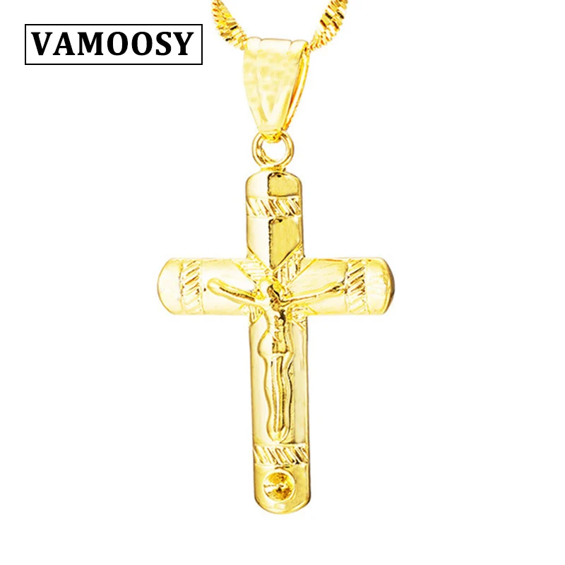 Кулон VAMOOSY Christian Jesus Cross золотой цвет ожерелье без цепи византийское плетение