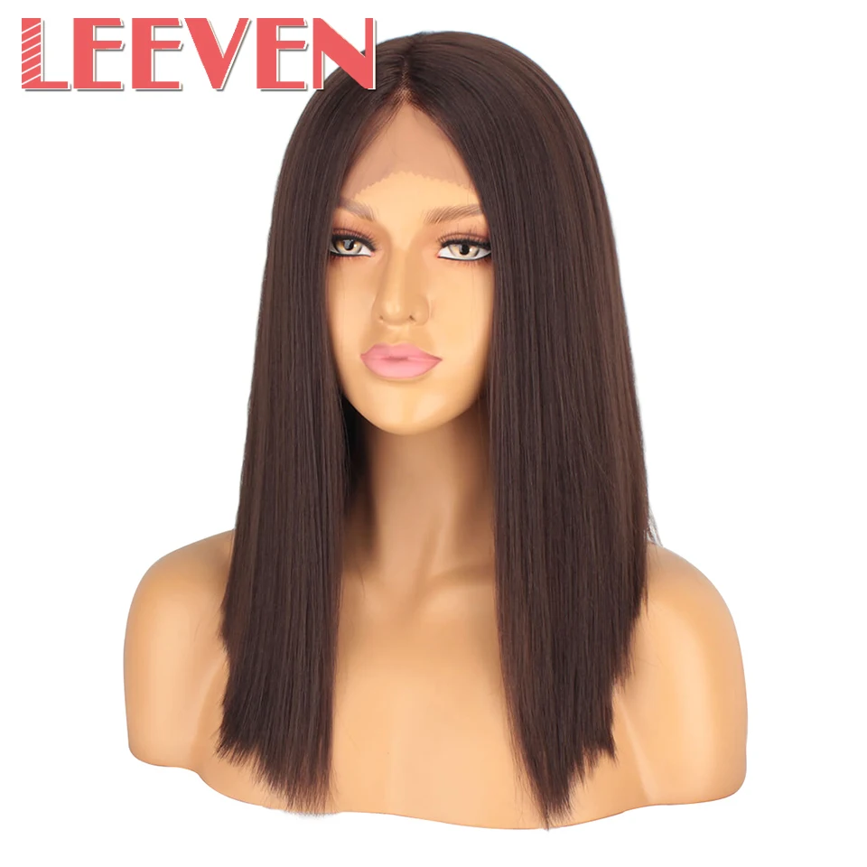 Парик Из прямых синтетических волос Leeven короткий парик из 14 &quotT Part парики для