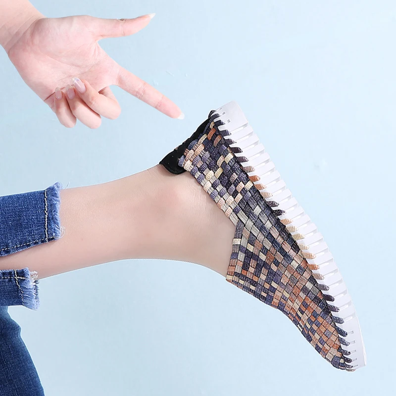 STQ 2020 Осенняя женская обувь на плоской подошве женские тканые кроссовки