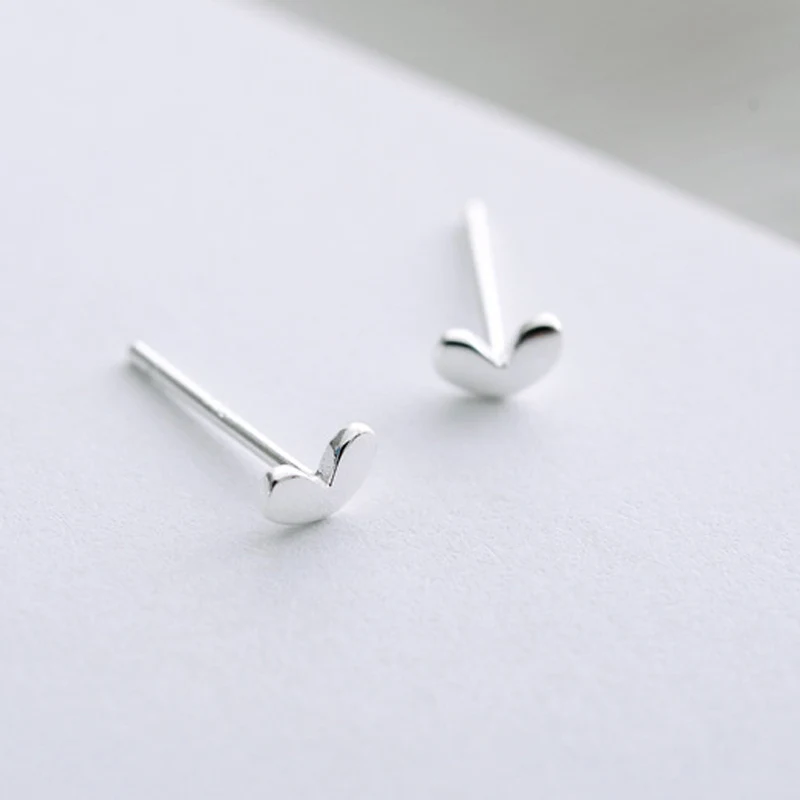 S925 pure sv mini lucky small heart серьги-гвоздики универсальные элегантные маленькие сердечки