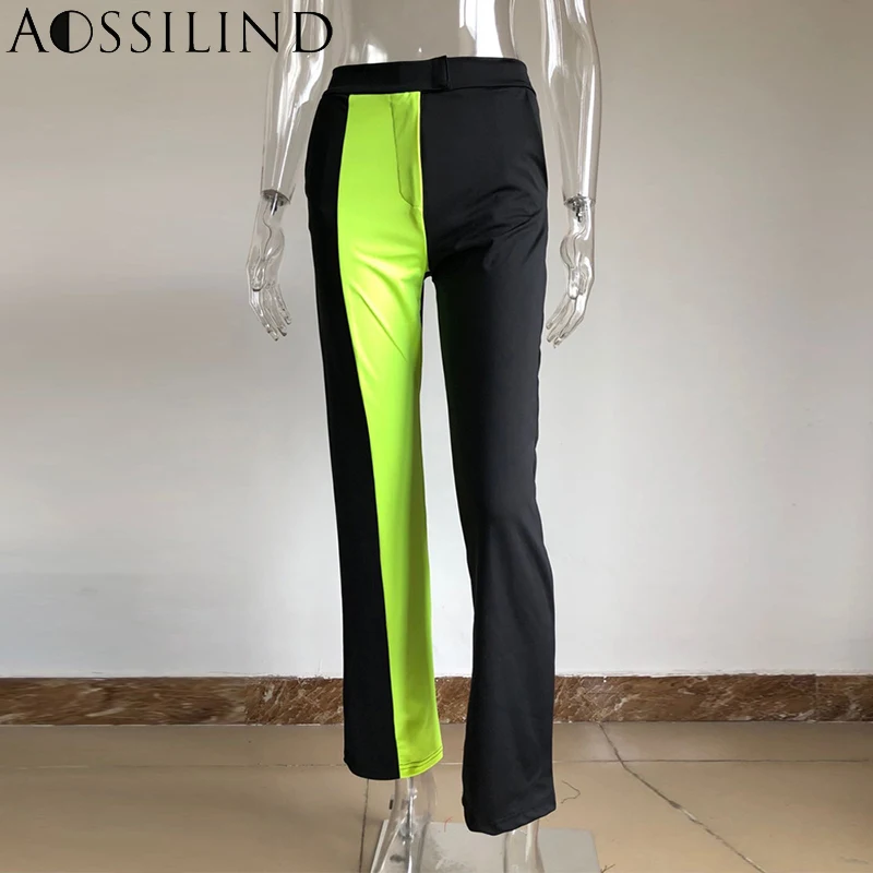 AOSSILIND повседневные брюки с высокой талией летние лоскутные прямые женские модные