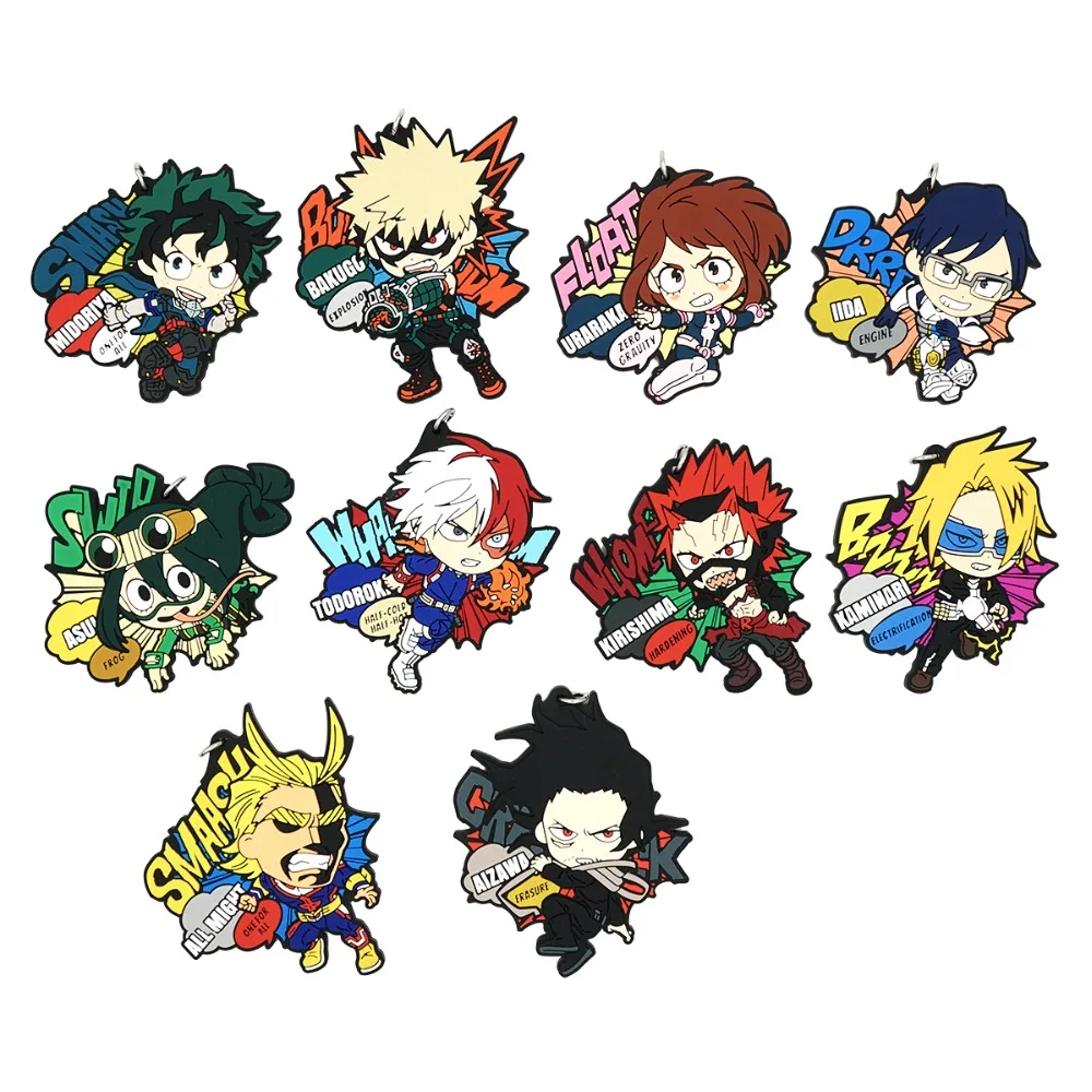 

My Hero Academia Anime Boku no Hero Academia Midoriya Bakugou Katsuki Asui Eijiro SHOTO Denki Uraraka All Might Rubber Keychain