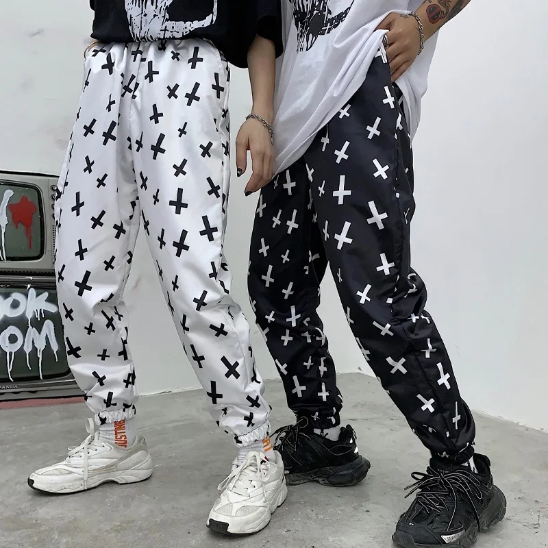 Harajuku женские брюки с перекрестным принтом длинные INS Hispter повседневные Unisext