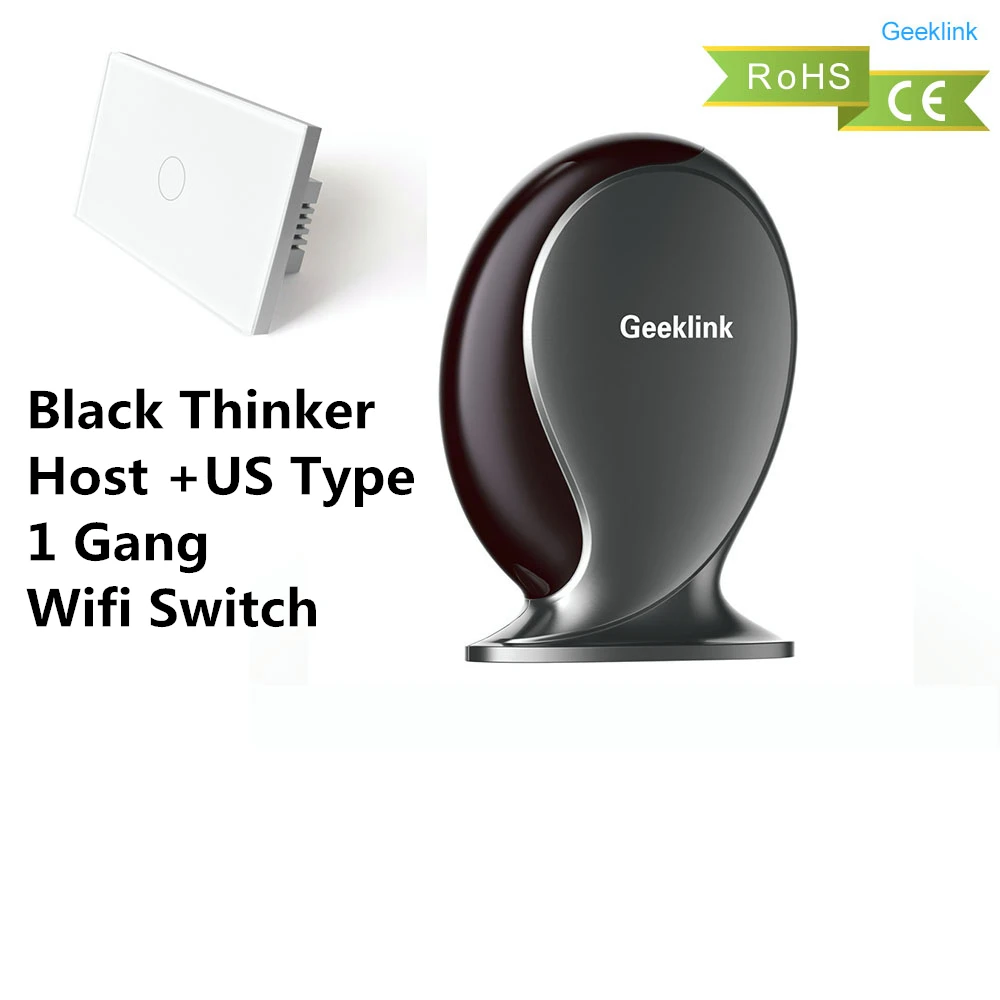 Geeklink Smart Home WiFi Switch для Alexa Google Home Voice Управление освещением Настенный светильник Прерыватель 1 2 3 Gang Smart Remote Control - Цвет: Black Host 1 Gang