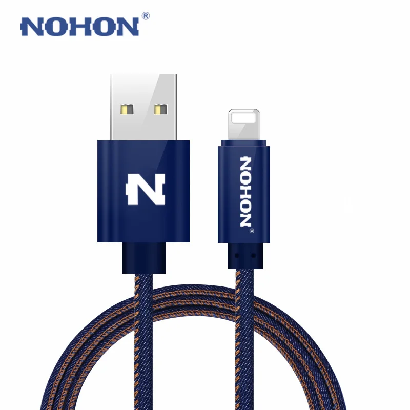 NOHON 8-контактный USB кабель в ковбойской оплетке для iPhone Xs max Xr X 8 7 6 6s 5S plus iPad, кабель для быстрой зарядки и синхронизации данных