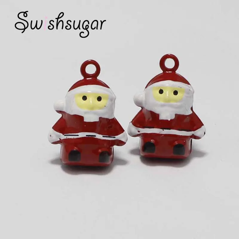 

Enamel Red Christmas Santa Claus Body Cartoon Metal Bell Charms Pendants