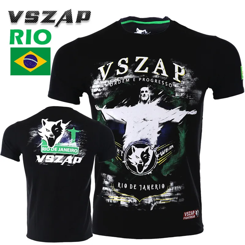 VSZAP мужские Футболки бразильские топы с принтом Иисуса UFC Фитнес футболка ММА Бой