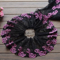 2yardslot 18cm wide embroidered tulle lace trim mesh lace trim black rose red beautiful