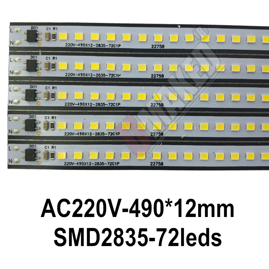 50 шт. ac 220 В светодиодный Жесткий полосы без водителя, 220 В SMD 5730 2835 Светодиодный светильник без необходимости питания под счетчиком заводского использования
