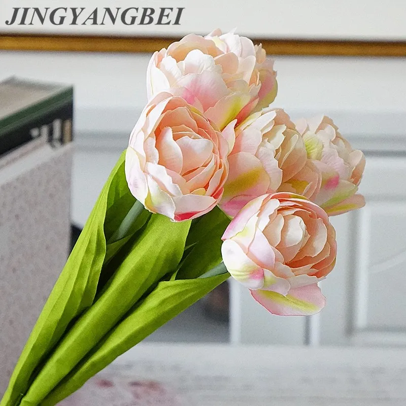

6 head silk tulip bouquet Artificial Flowers for Home Party Wedding Christmas Decoration fake flowers photography decorative