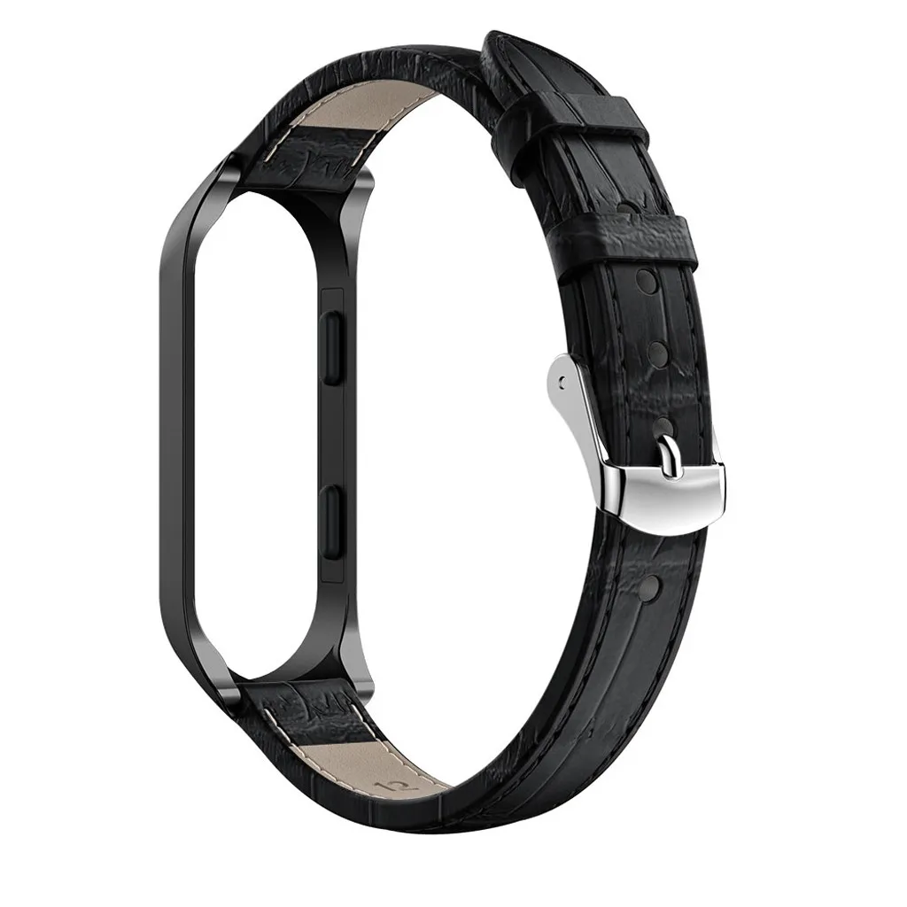 Сменный кожаный ремешок для наручных часов + металлический корпус Xiaomi Mi Band 4 умный