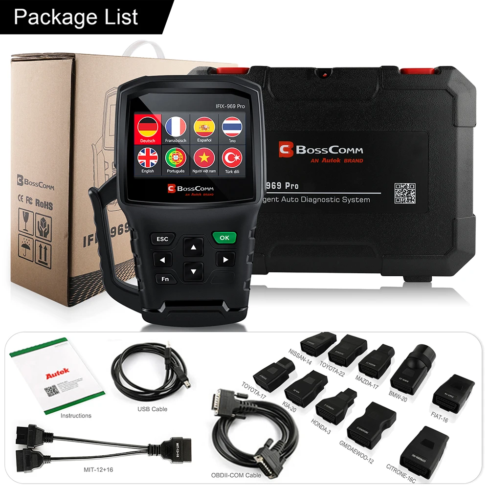 Автомобильный сканер Autek IFIX969 Pro OBD2 диагностический инструмент для проверки