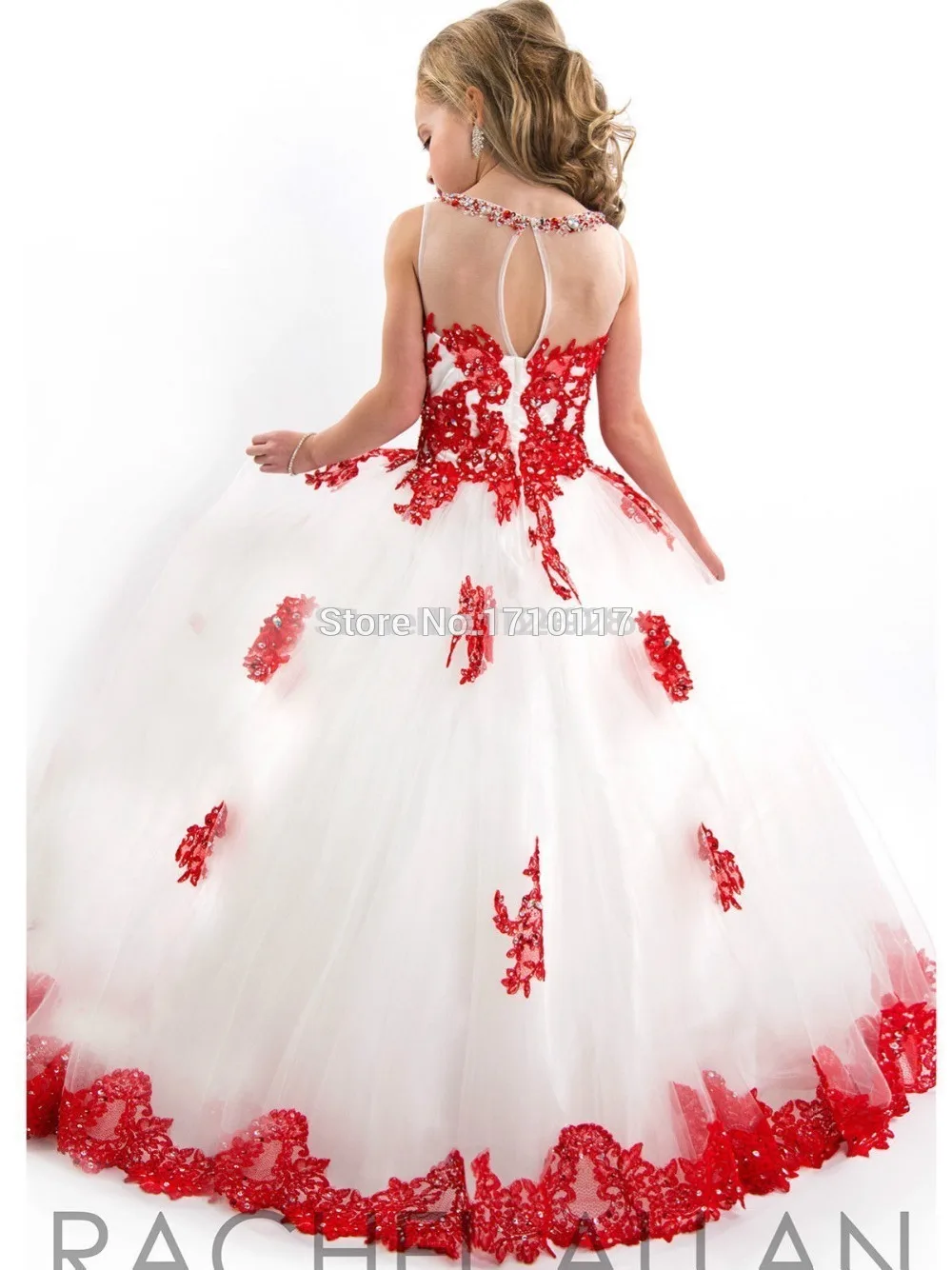 2015 Girls Pageant Dresses Ball Gown High Collar Blue Green Red Beaded Baby Little Tutu Flower For Wedding | Свадьбы и торжества