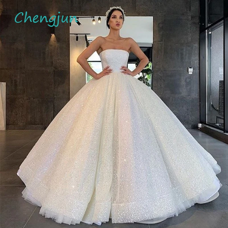 

Бальное платье без бретелек Chengjun, шикарные свадебные платья, 2019