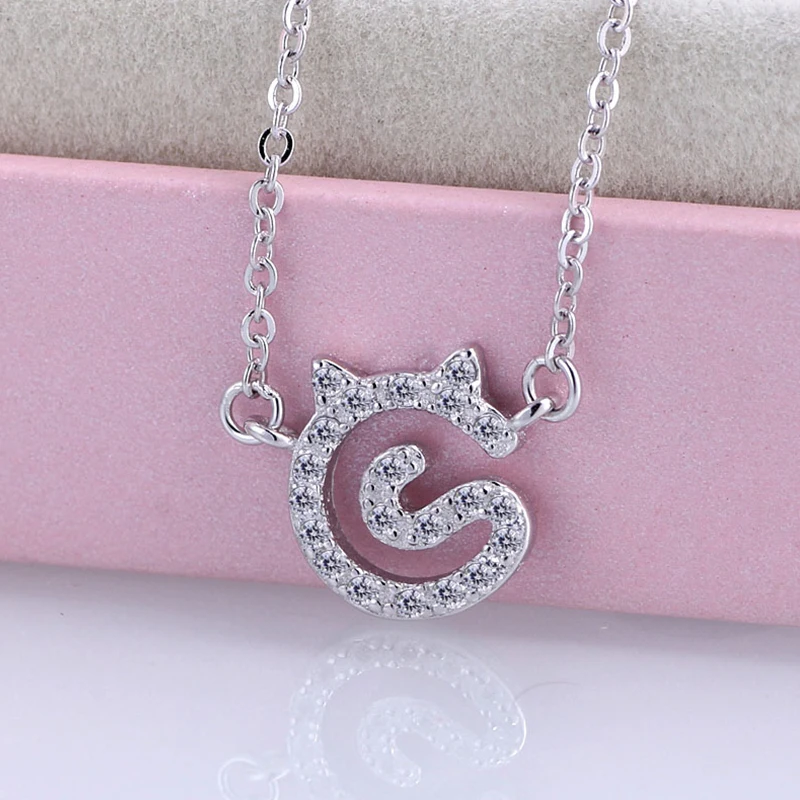 Новая мода милый кот натуральный циркон камень корейская бижутерия En Argent 925