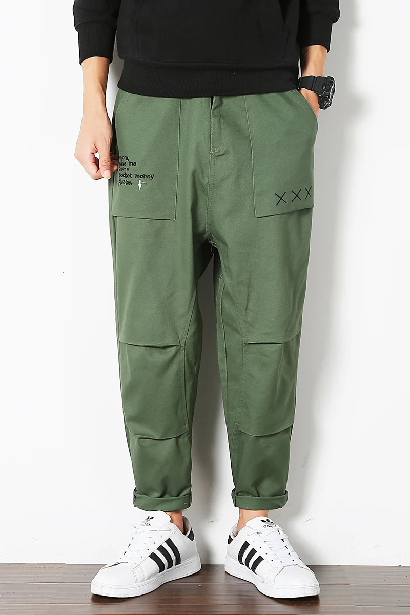 

Loldeal new Sweatpants solid color men's fashion feet leisure trouser casual closed feet pants harem pants ankle length pants