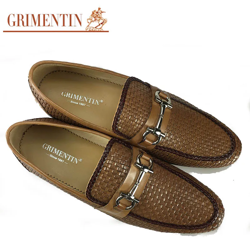 GRIMENTIN/брендовая модная мужская официальная обувь с плетеным плетением дышащая