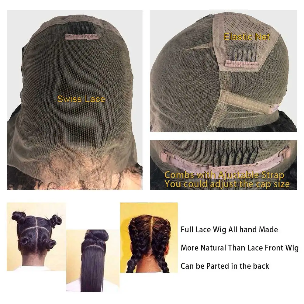 Длинные кудрявые полные кружевные парики человеческих волос глубокая средняя