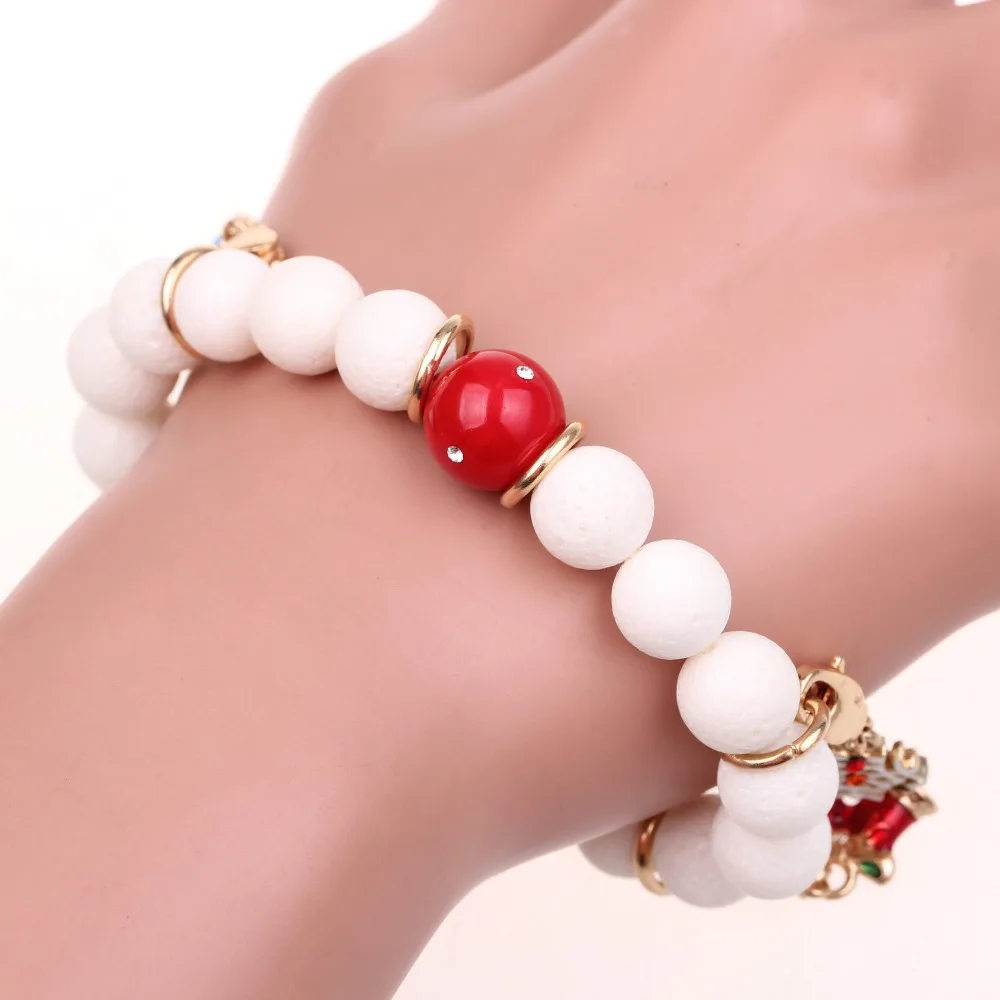 2016 New Bracelets womens Christmas gifts Natural stone Corallite Bead Jewelry Snowflake Handmade Charms Pulseiras Pulseras | Украшения и