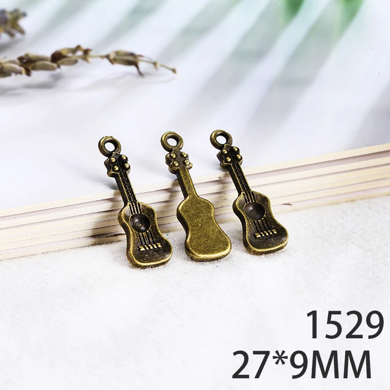

27*9mm 10pcs Violin Alloy Pendant For Diy Jewelry Making 2 Colors Antique Silver Antique Bronze No.1529