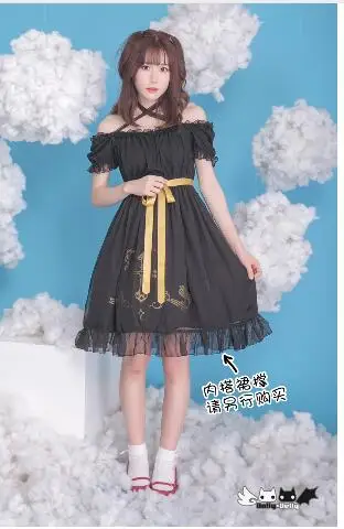 Готическое черно белое платье для девочек с короткими рукавами и принтом