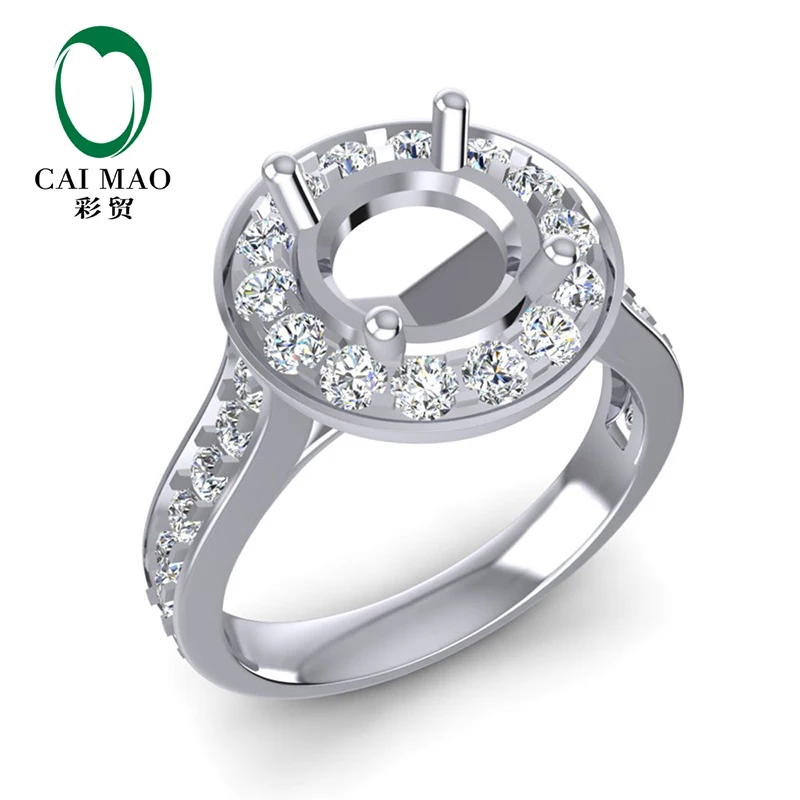 online Semi Montar Anel 14K Ouro Branco 7.5 Milímetros Rodada H/SI Diamond Engajamento Configurações