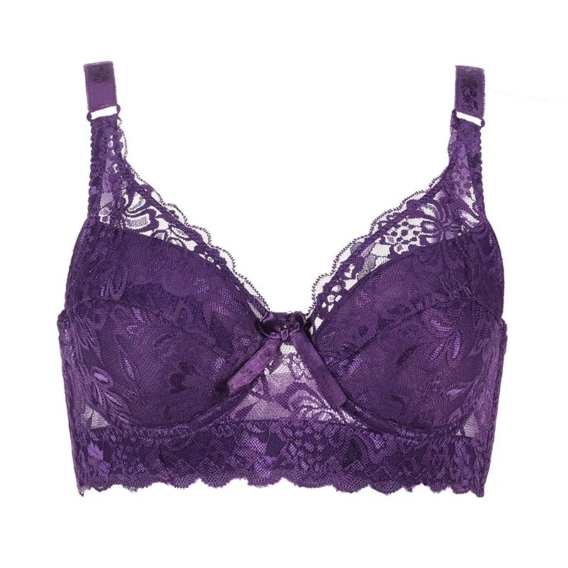 1328 purple Кружевной бюстгальтер без косточек больших размеров для женщин, бюстгальтер, нижнее белье, сексуальное нижнее белье, супер пуш-ап бюстгальтер - Цвет: 1328 purple