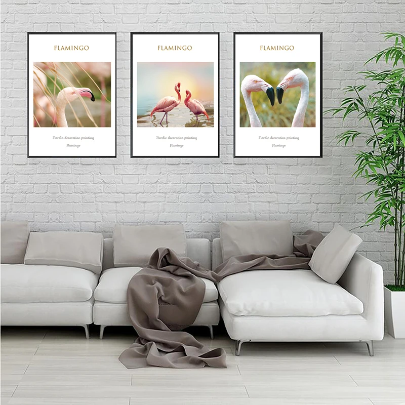3 шт. Скандинавская анимационная живопись фламинго птицы животные фотографии