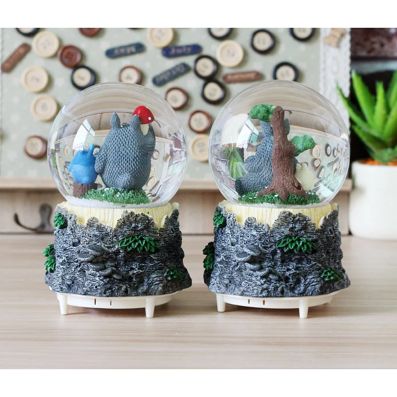 Вращающийся diy Totoro детская игрушка музыкальная шкатулка поворотный снежный