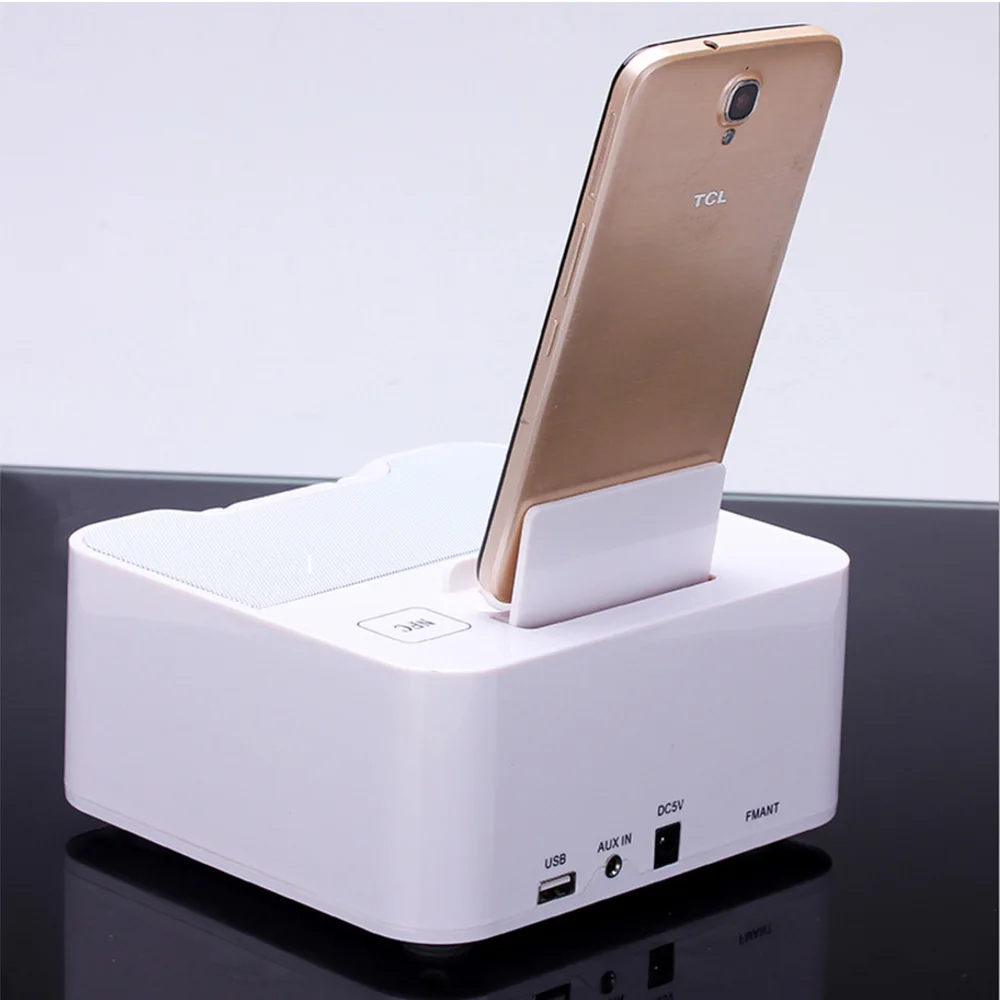 2019 Bluetooth Динамик NFC двойной Будильник Зарядка Док станция для iPhone Тип C Micro USB Android с