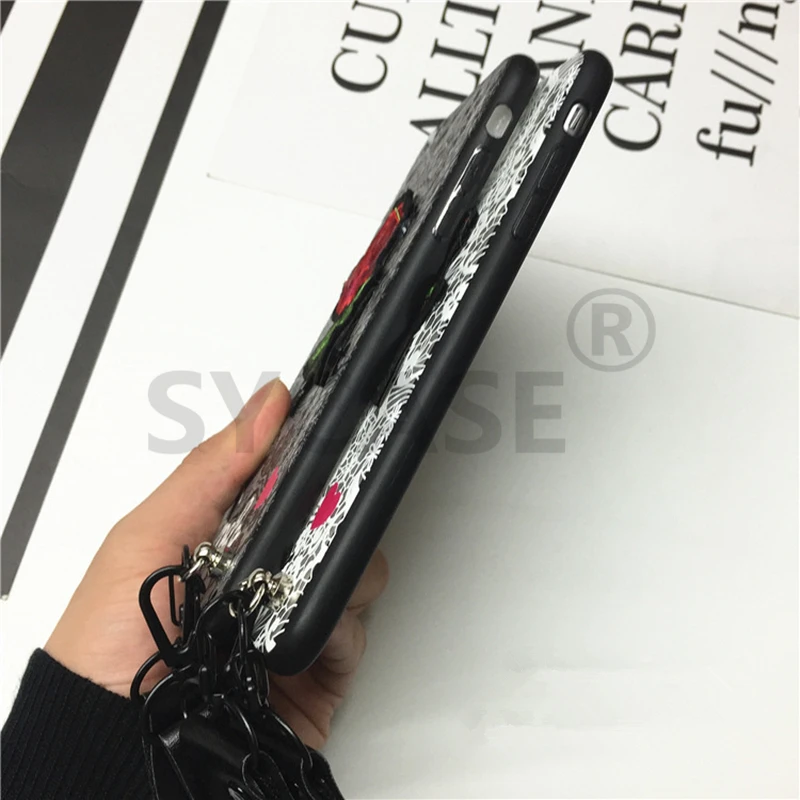 Sycase модный с длинным ремешком кружево вышитой розой наклейки крышка для BBK vivo X20 X9