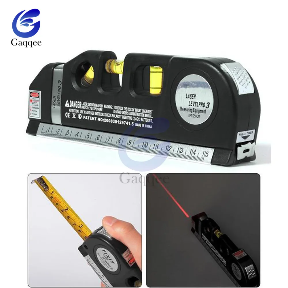 

Laser Level Horizon Vertical Measure Tape 8FT Aligner Multifunction Standard and Metric Ruler Multipurpose Measure Level Laser
