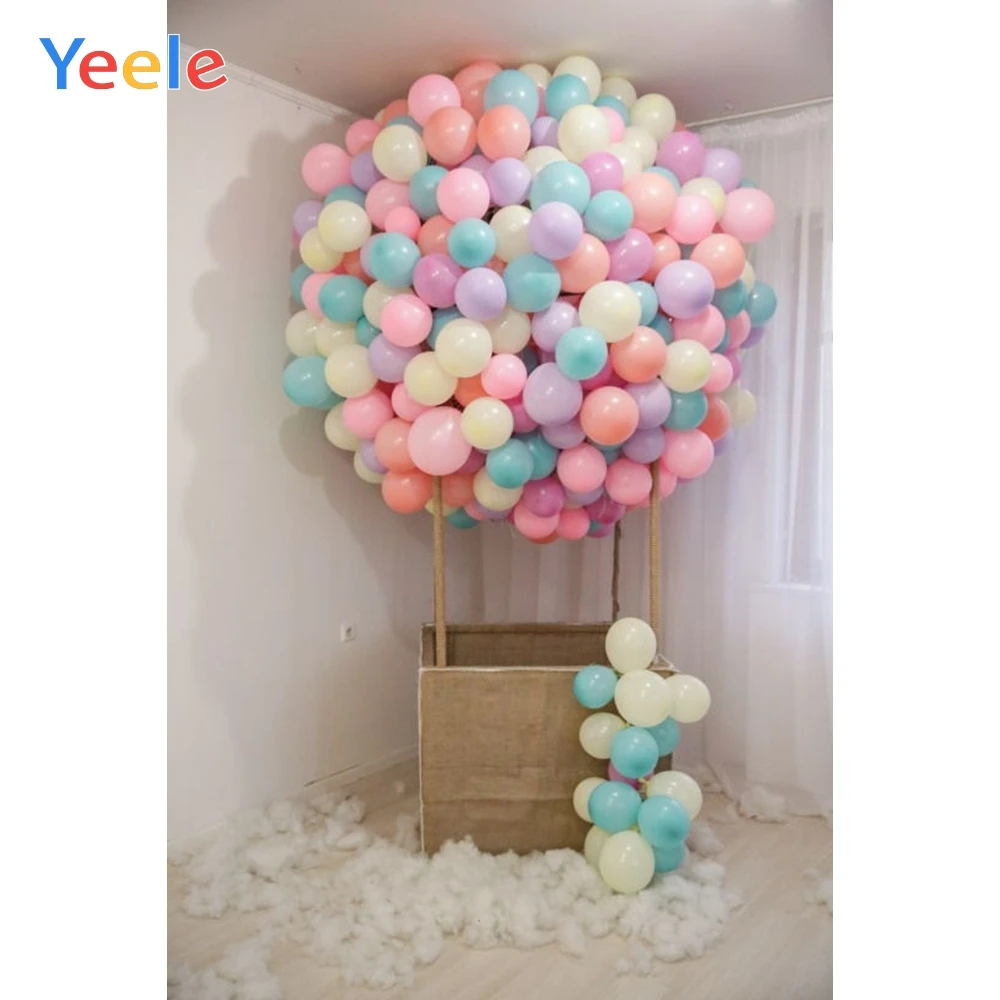 Yeele Children Baby Happy Birthday Party Balloon Pink Photography Backdrop Custom Vinyl Photographic Background For Photo Studio |